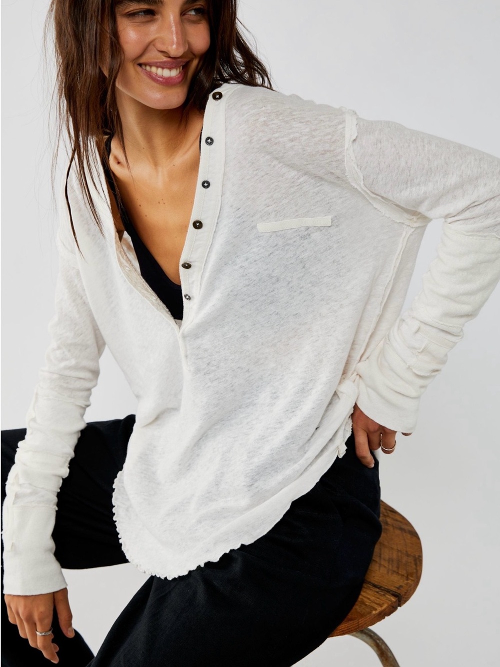 We the Free Care FP Linen Blend Legacy Henley